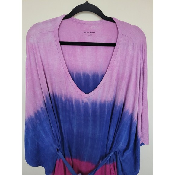 Lane Bryant Womens Tie Dye Poncho Top Tie Waist Slub Knit Size 18/20 - Picture 3 of 9